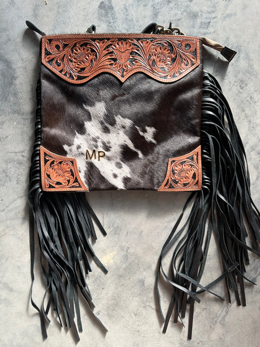 Tumble Fringe Tooled Leather Crossbody