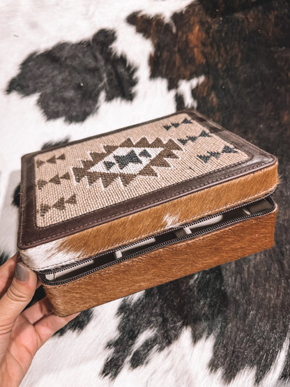 Aztec Cowhide Jewelry Box- Brown