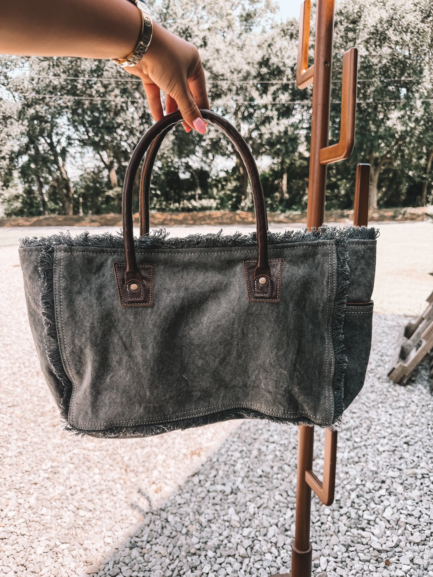Articulate Canvas & Cowhide Tote Bag