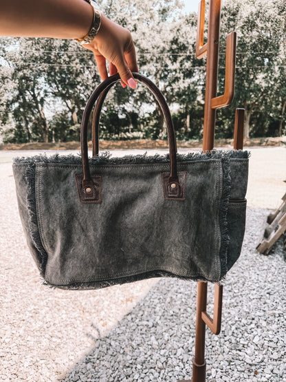 Articulate Canvas & Cowhide Tote Bag