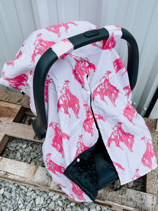 Buckin Bronco Car Seat Cover in Pink