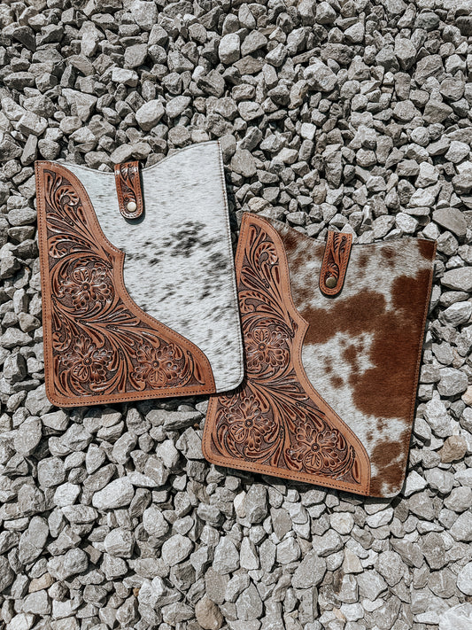 Tooled Leather Cowhide iPad Sleeve