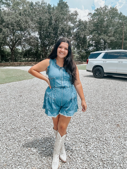 Denim Fray Romper