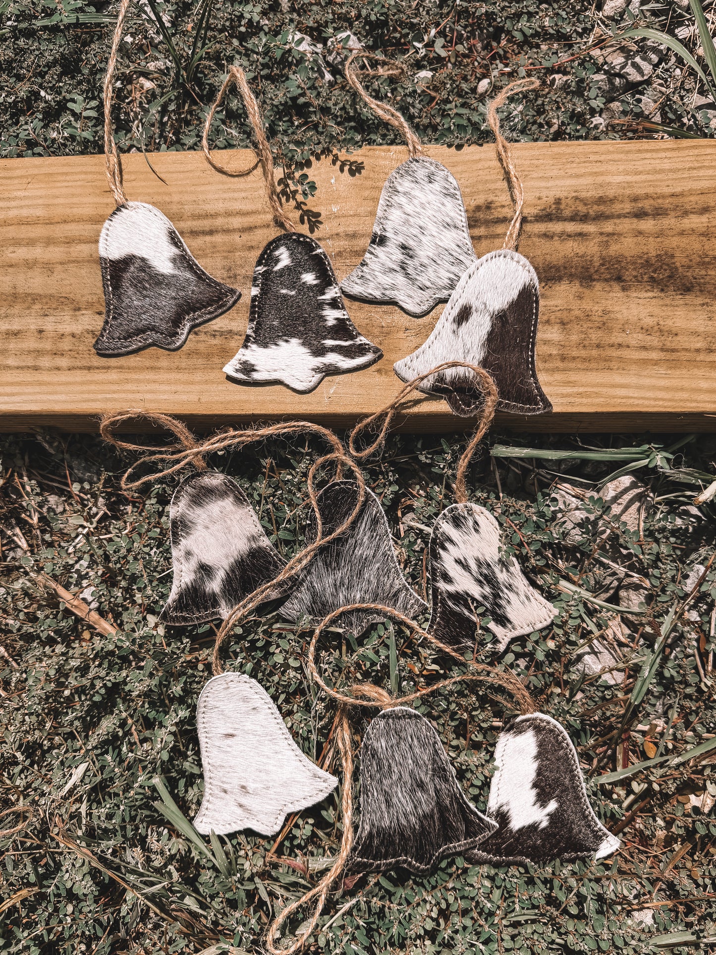 Cowhide Ornament Set of 10 Bells