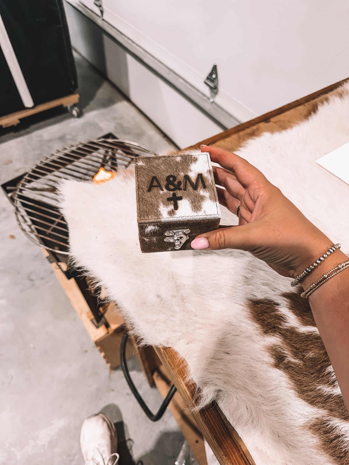 Cowhide Ring Box in Tan PREORDER