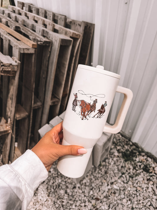 Rope Em Tumbler in Cream
