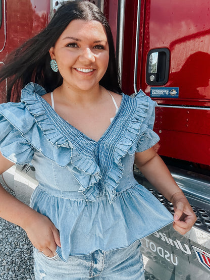Denim Daze Ruffle Top