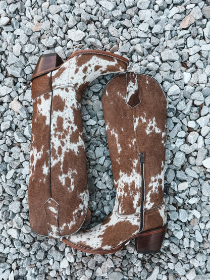Knee High Cowhide Boots ~ Snip Toe Tan