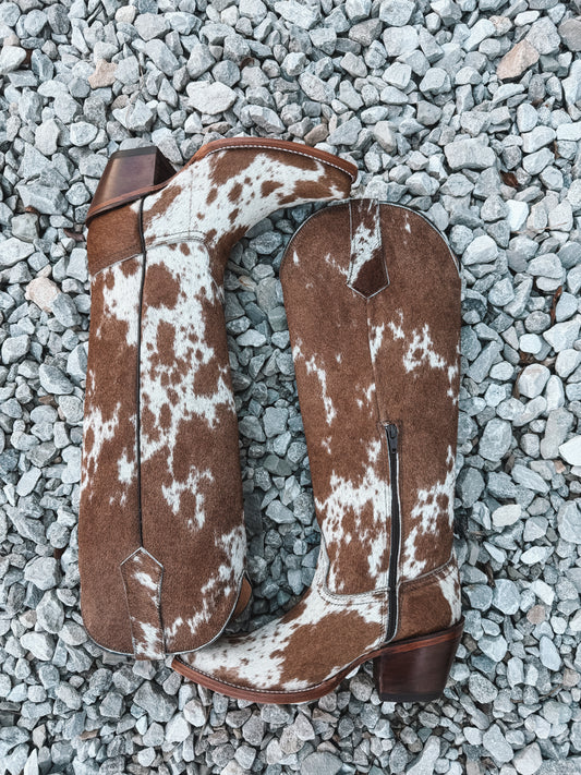 Knee High Cowhide Boots ~ Snip Toe Tan