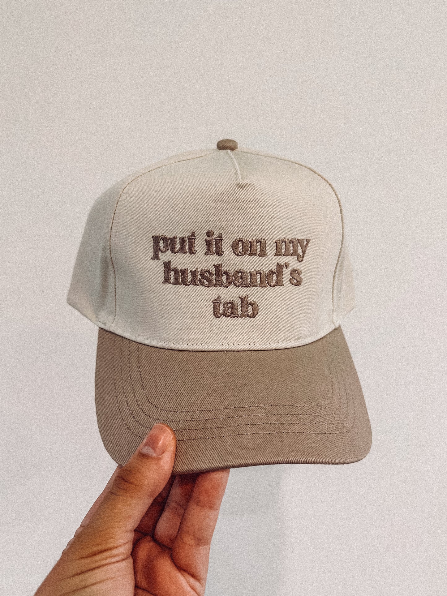 Husbands Tab Trucker Hat in Cream