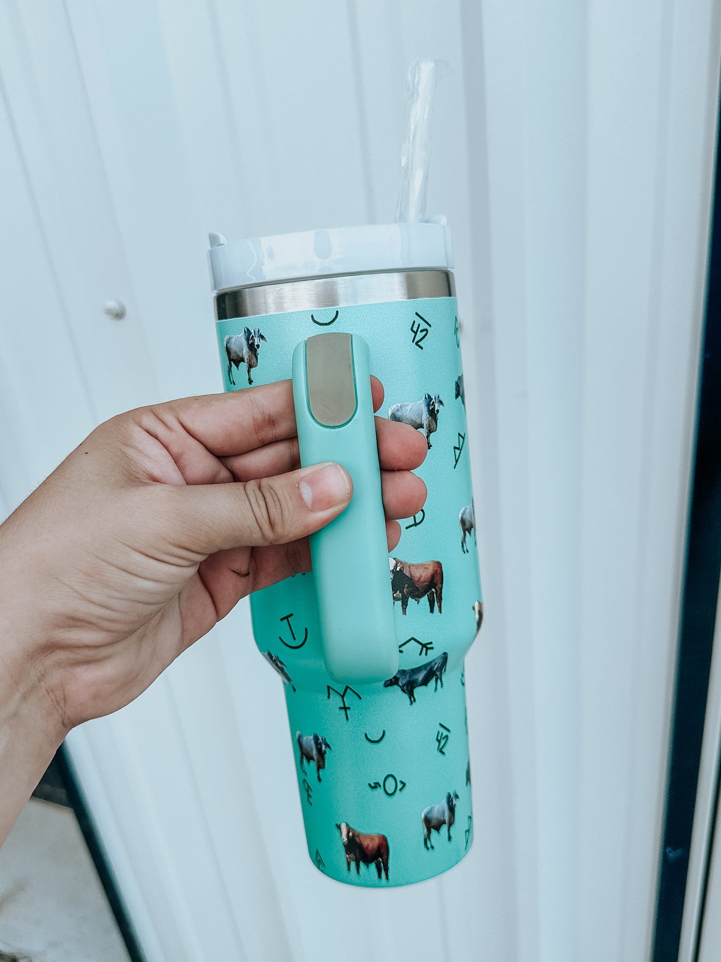 Turquoise Cattle Brand Tumbler