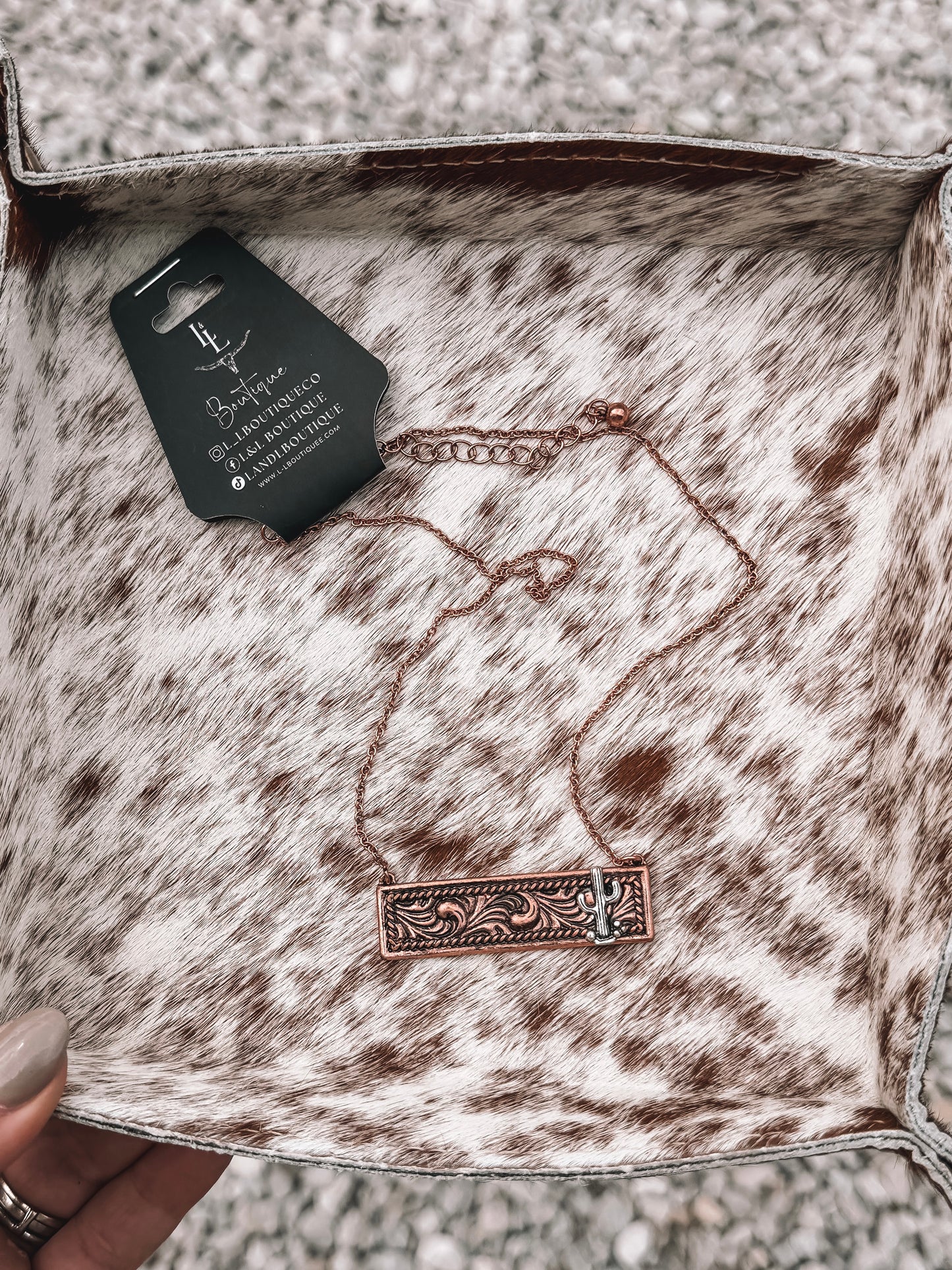 Cactus Embossed Bar Necklace