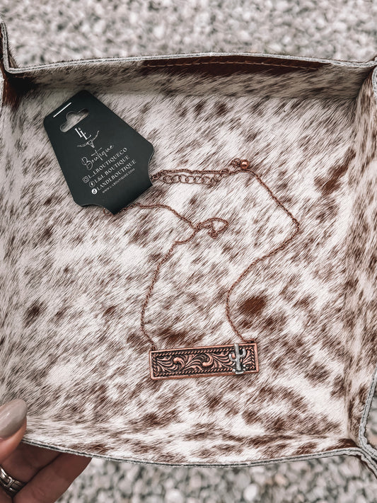 Cactus Embossed Bar Necklace