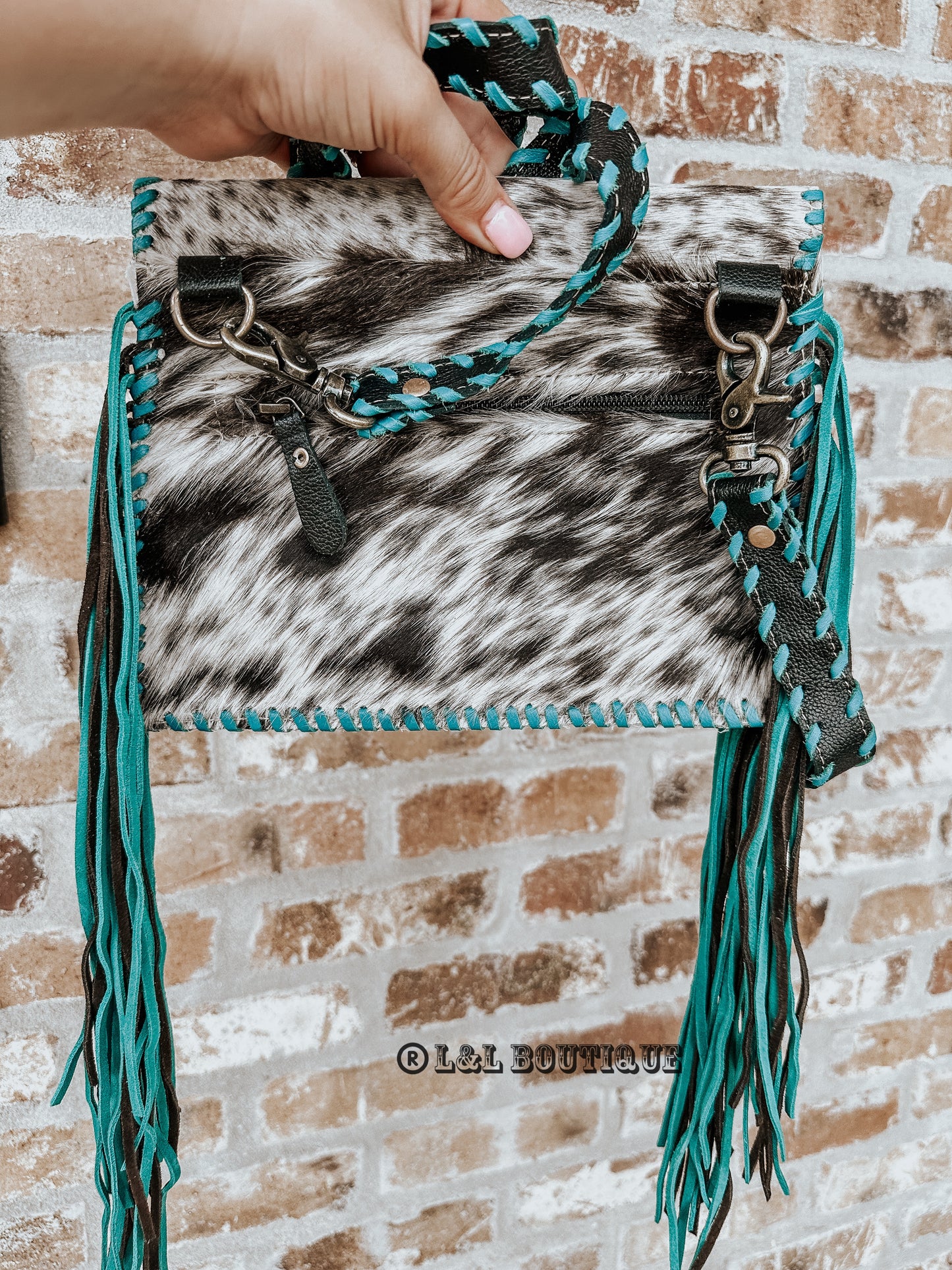 Highlands Turquoise Cowhide Crossbody
