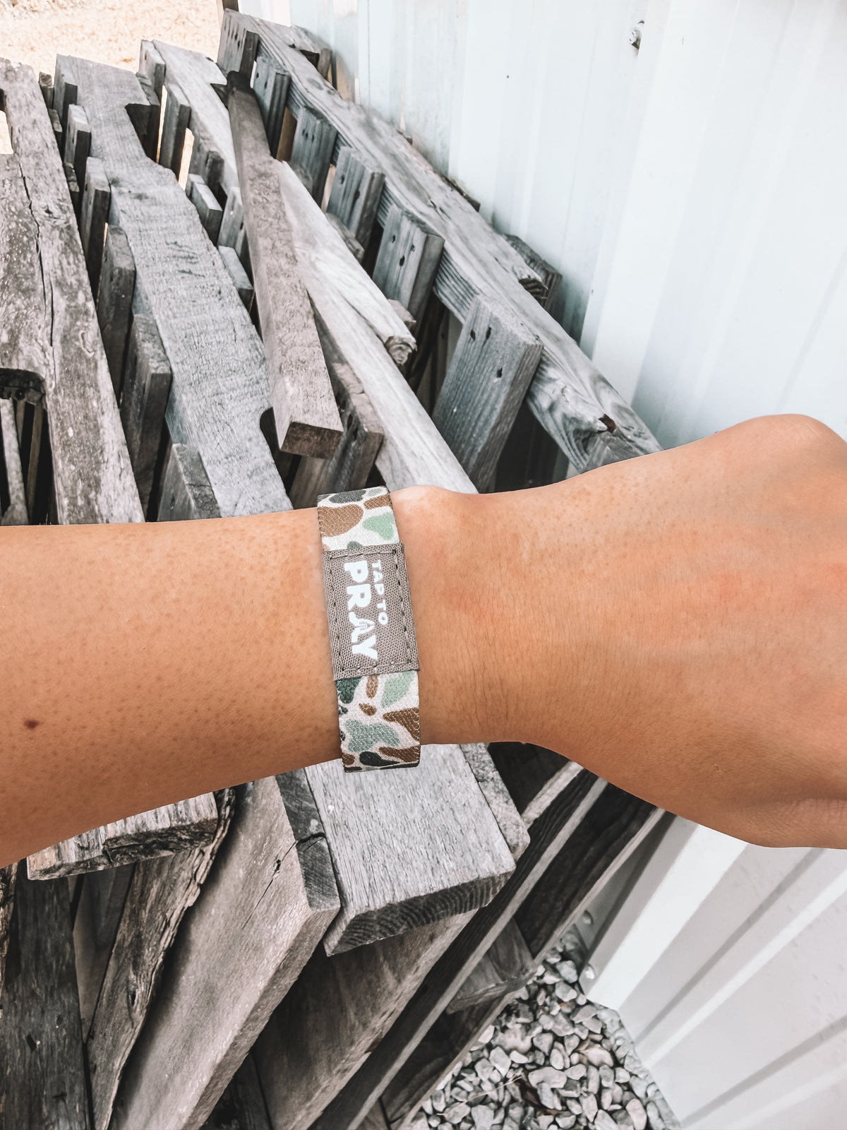 Tap To Pray River Rock Camo Wristband - Classic Sage