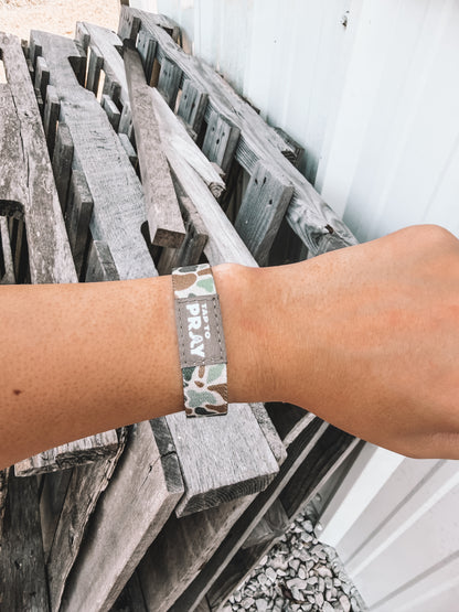 Tap To Pray River Rock Camo Wristband - Classic Sage