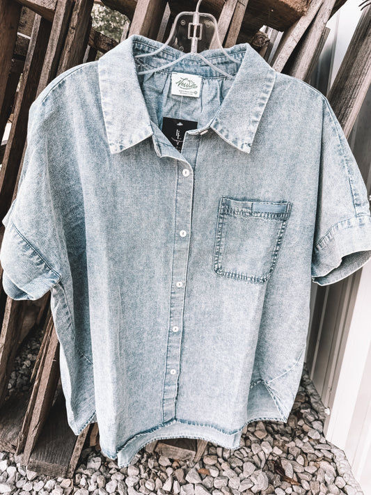 Oversized Chambray Denim Top