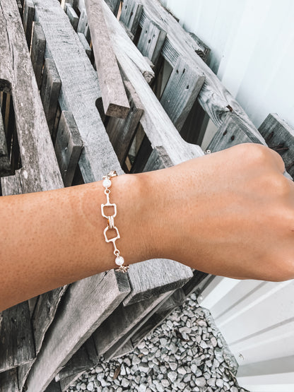 Horsebit and Pearl Station Bracelet