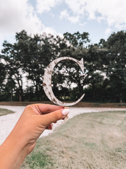 Cowhide Initial Cake Topper