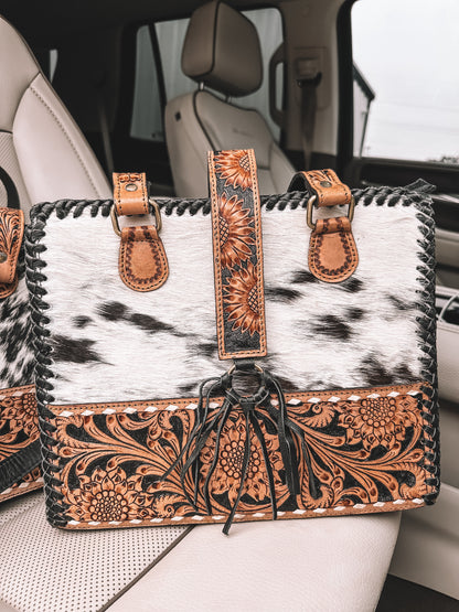 Revival Cowhide & Tooled Leather Tote Purse