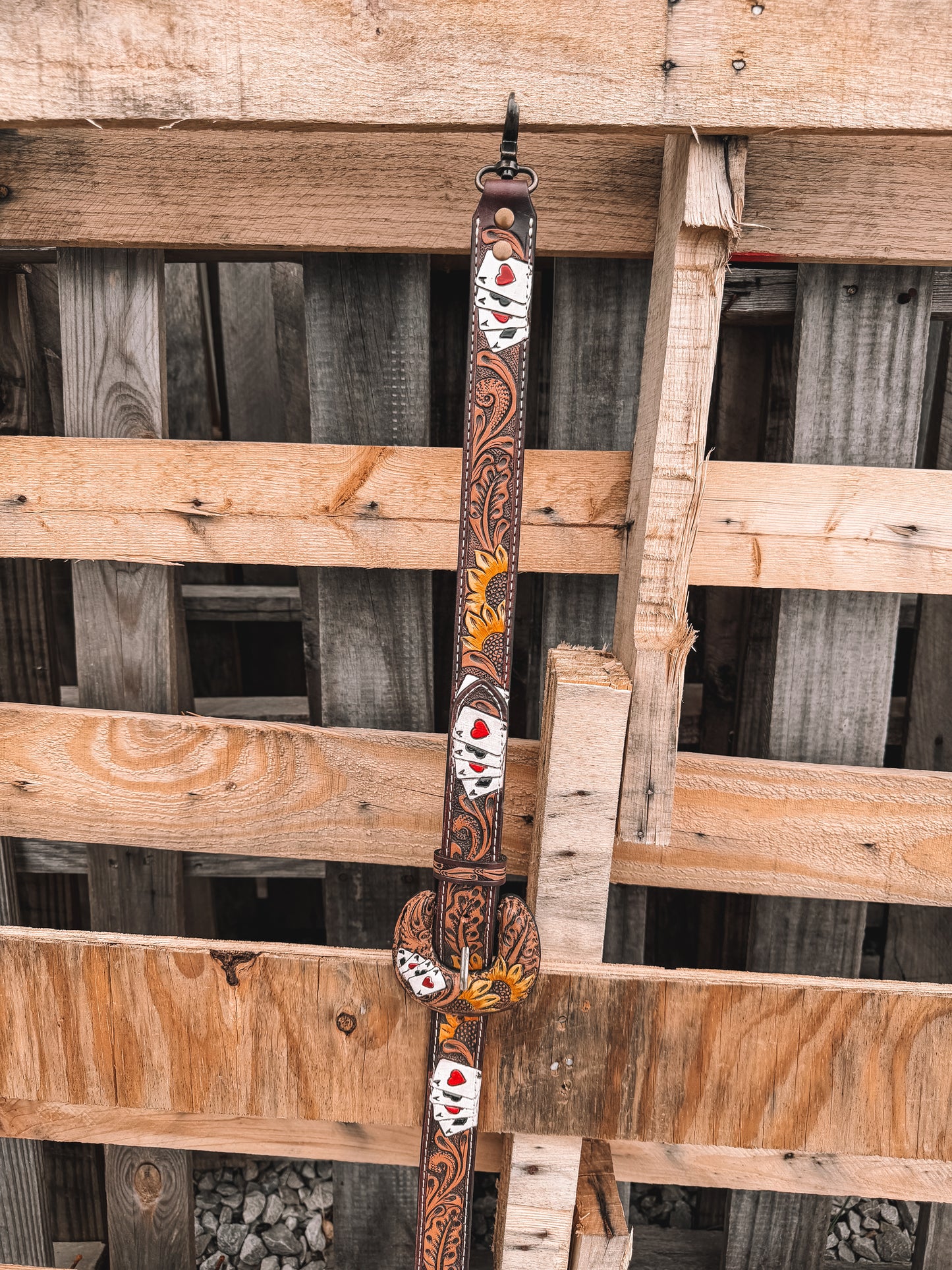 Aces Tooled Leather Crossbody Strap