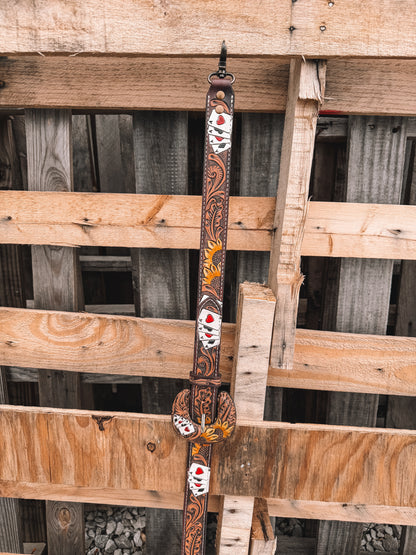 Aces Tooled Leather Crossbody Strap