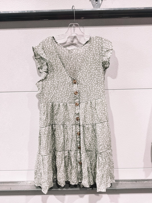 Green Button Polka Dot Dress