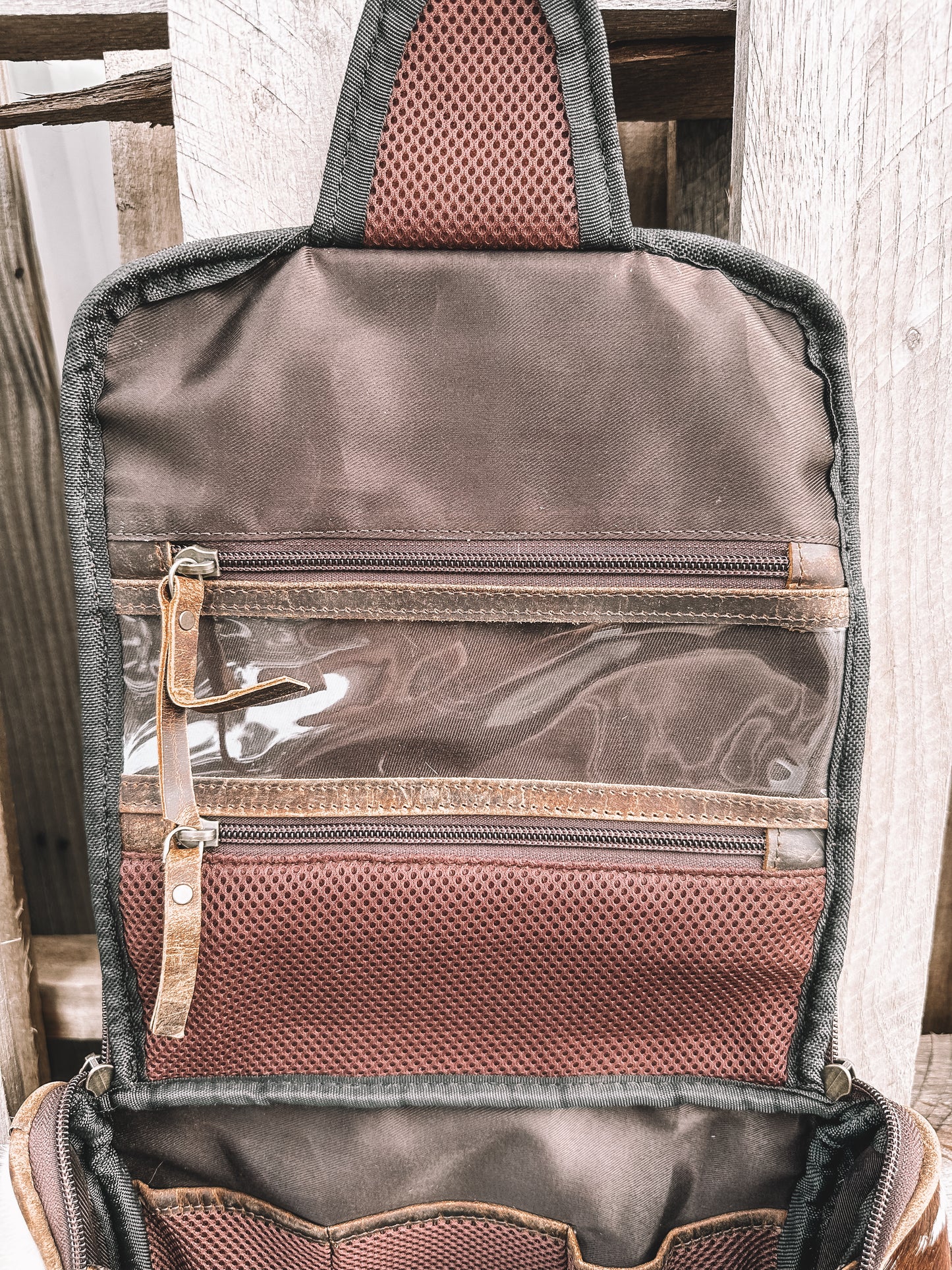 Oversized Cowhide Hanging Toiletry Bag