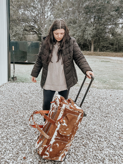 Cowhide Rolling Duffle Bag