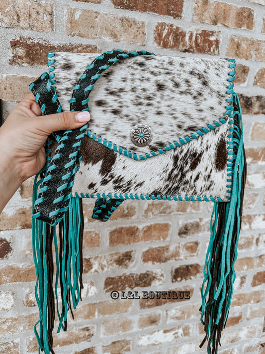 Highlands Turquoise Cowhide Crossbody