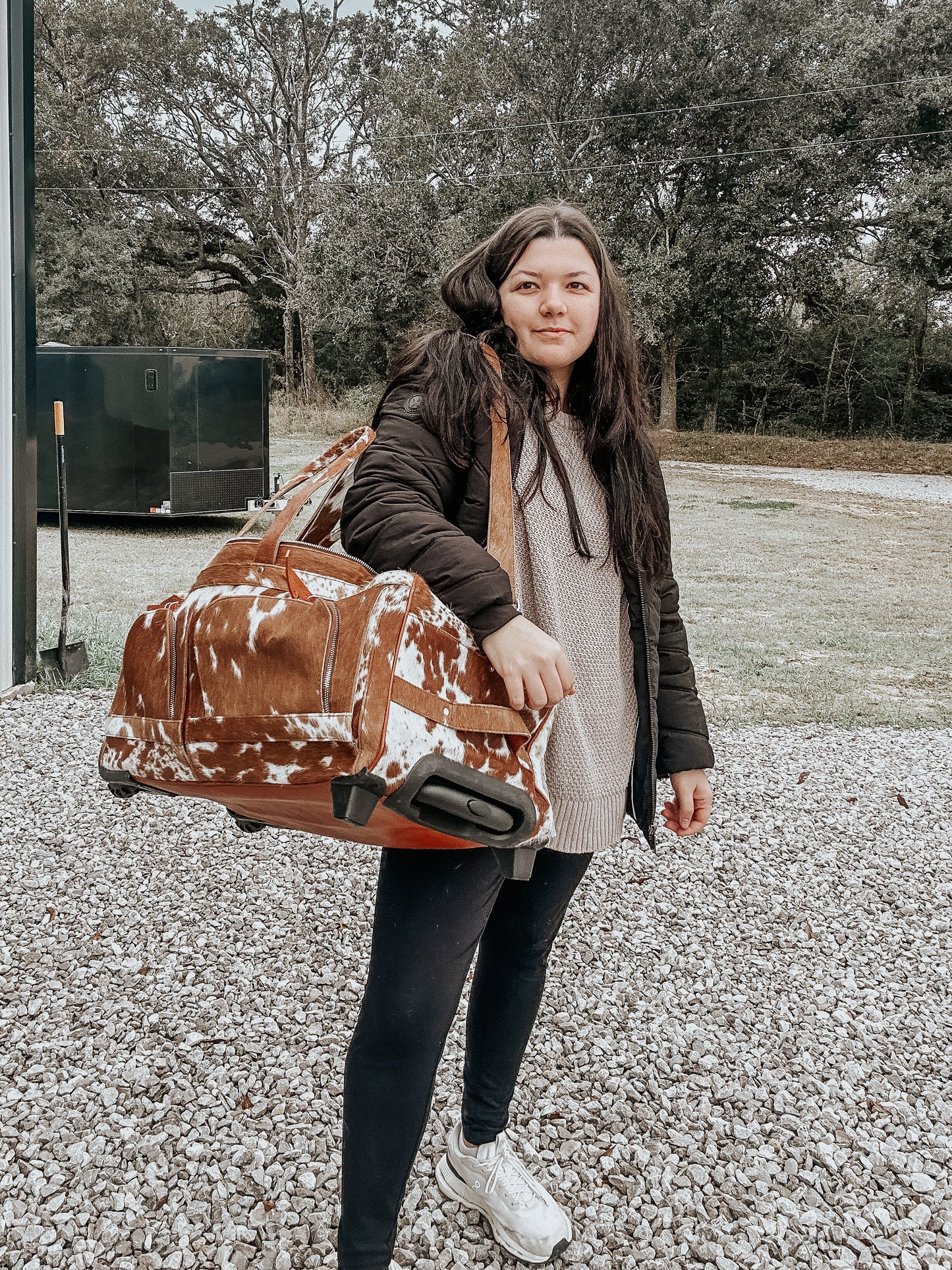 Cowhide Rolling Duffle Bag