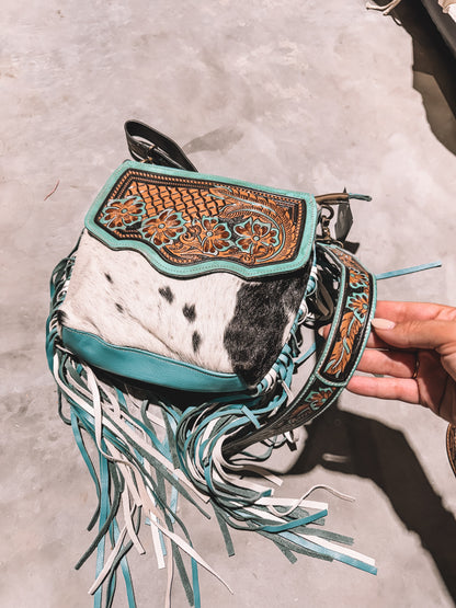 Cowhide & Leather Purse Turquoise