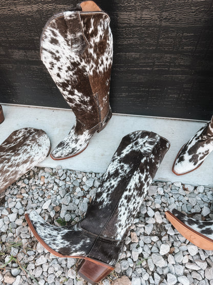 Knee High Cowhide Boots ~ Snip Toe Brown