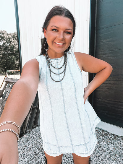 Light Washed Denim Top & Shorts Set