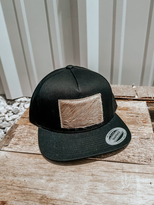 Cowhide Flat Bill Hat Black PREORDER