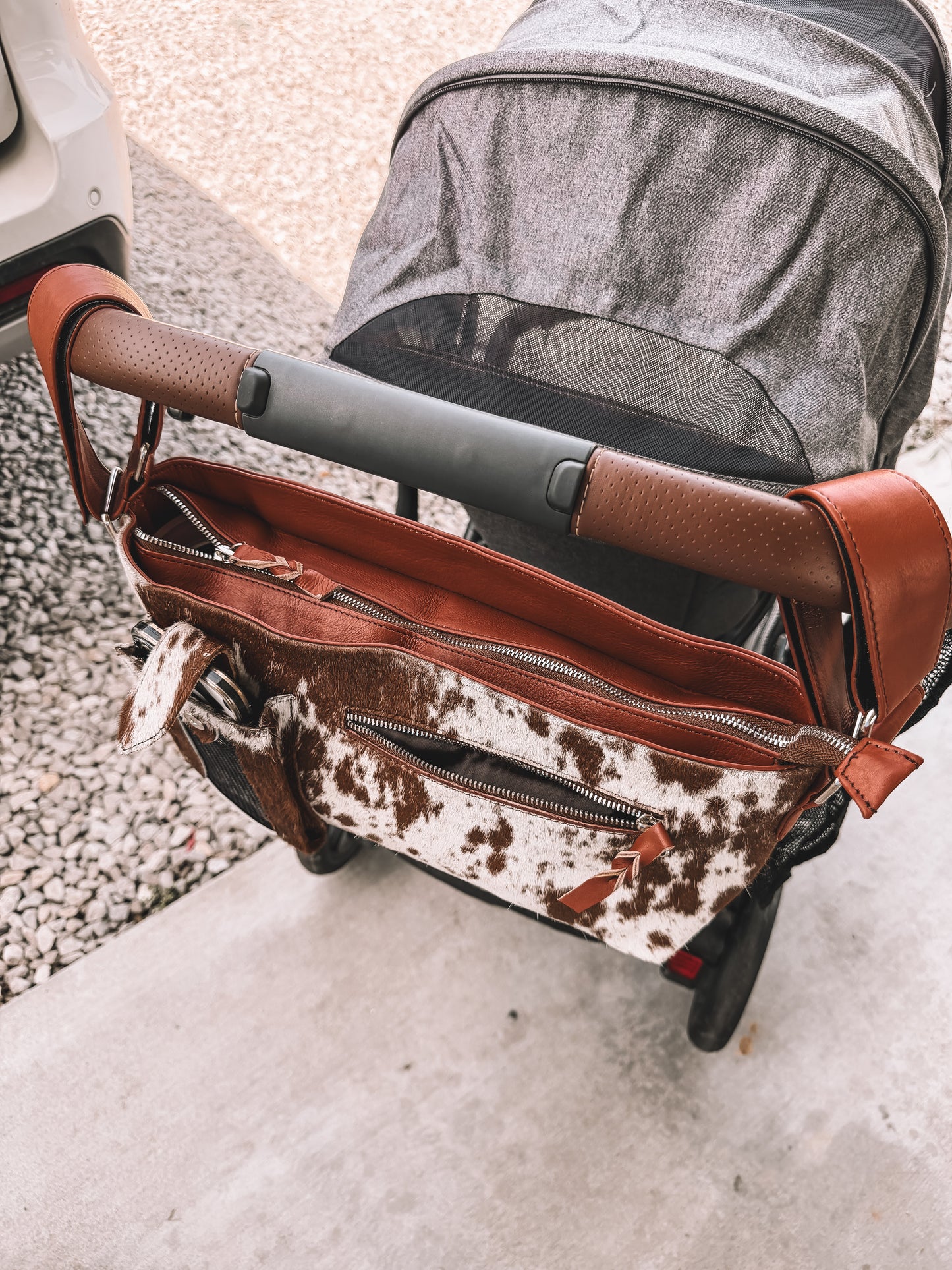 Cowhide Stroller Bag