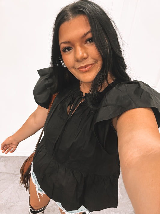 Black Tie Fancy Sleeve Top