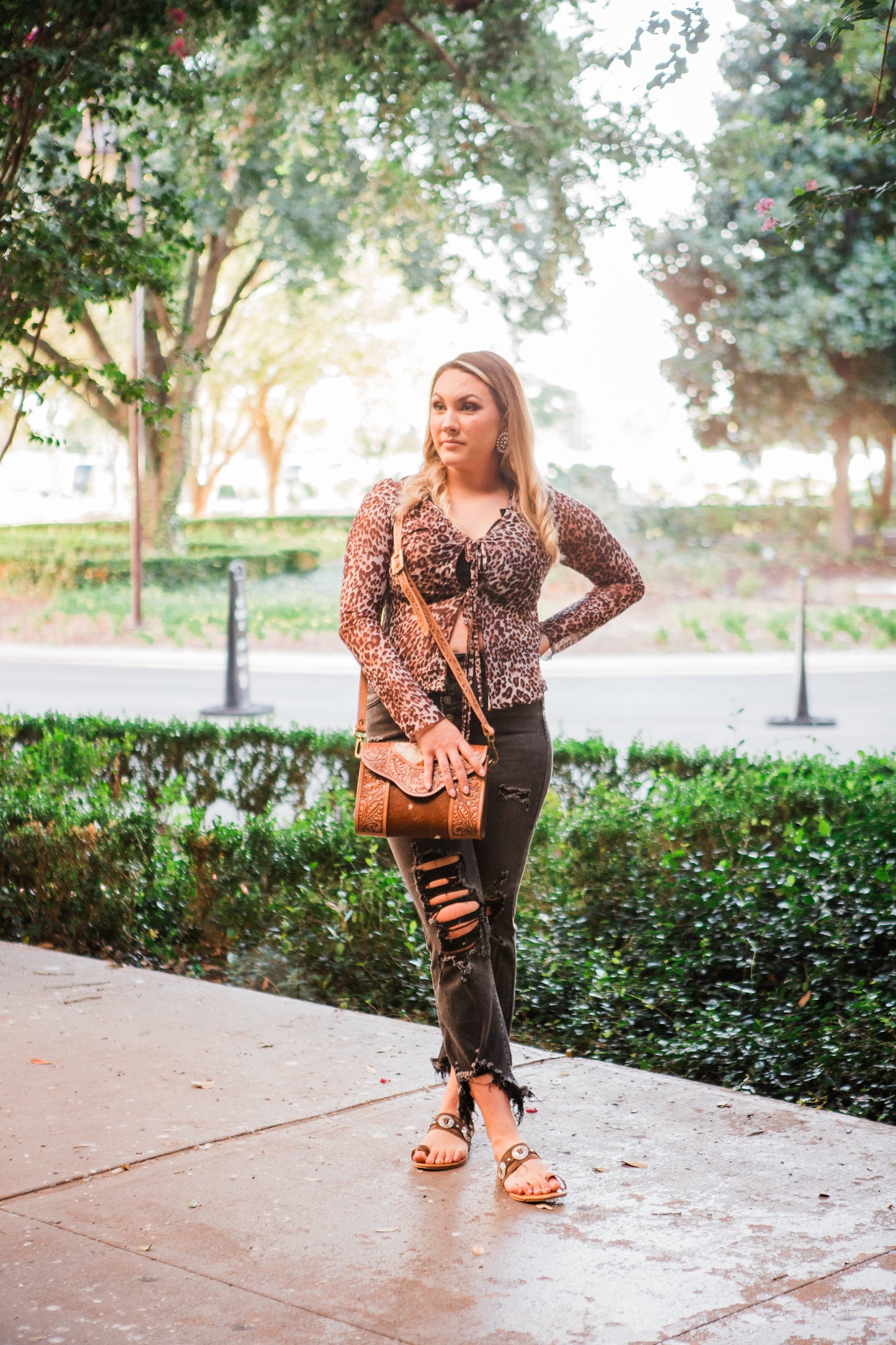 Sheer Leopard Tie Top