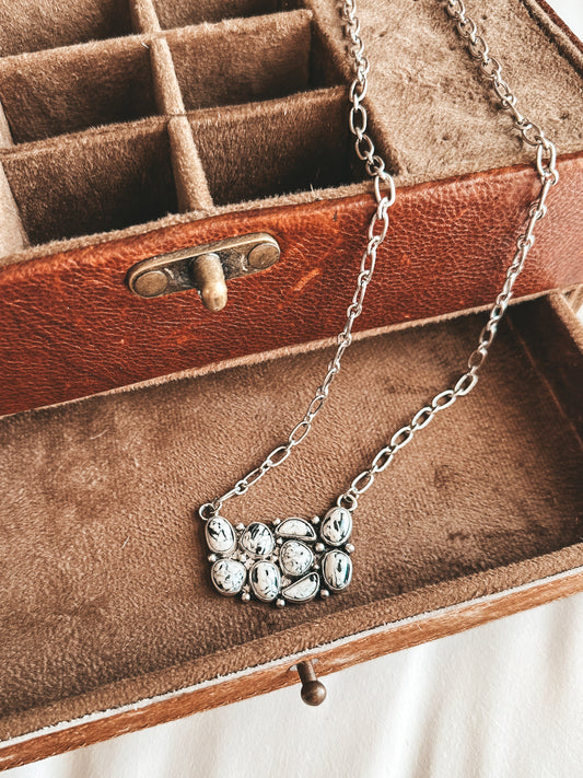 Huddled Stone Necklace in White
