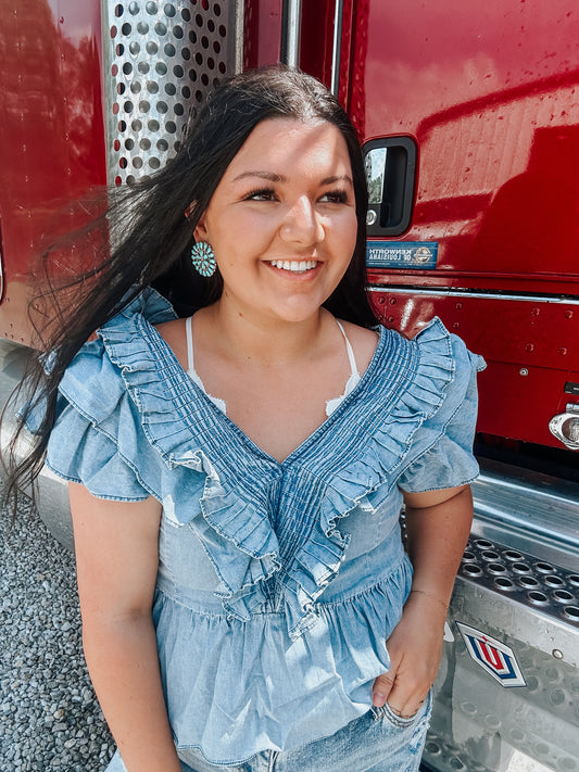 Denim Daze Ruffle Top