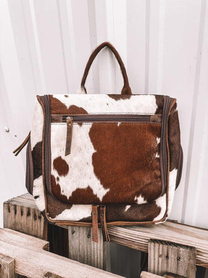 Oversized Cowhide Hanging Toiletry Bag