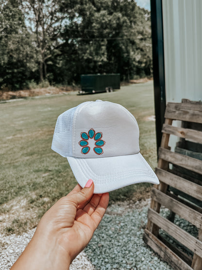Turquoise Squash Trucker Hat