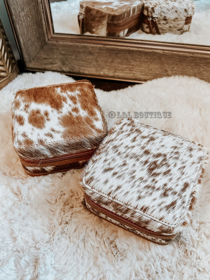 Cowhide Jewelry Box in Brown
