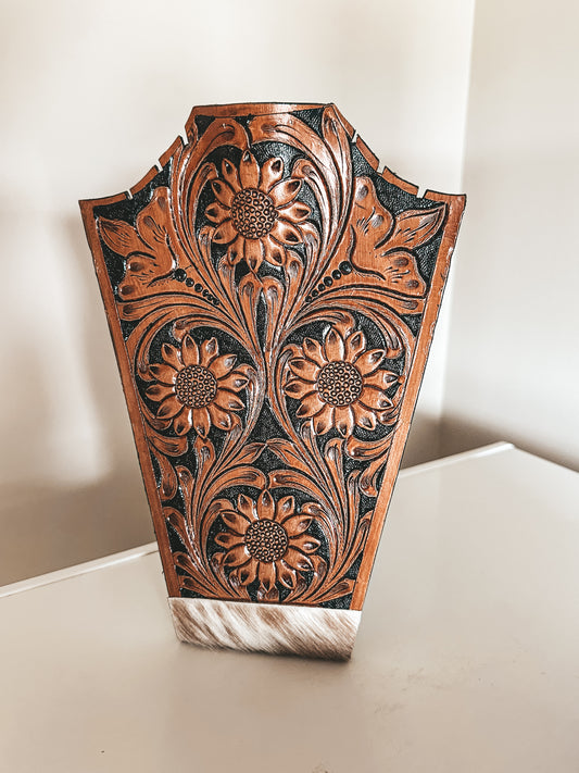 Tooled Leather Necklace Stand