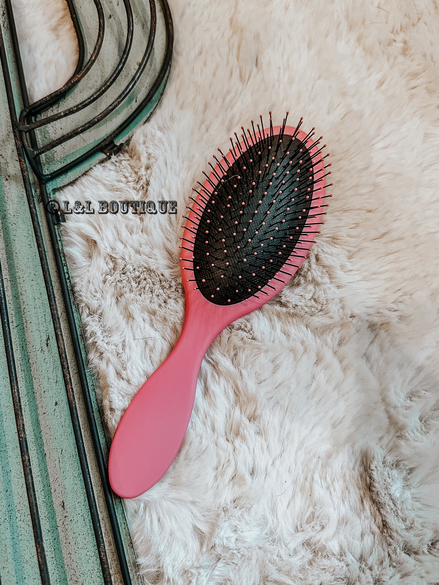 Magenta Tooled Leather Hair Brush