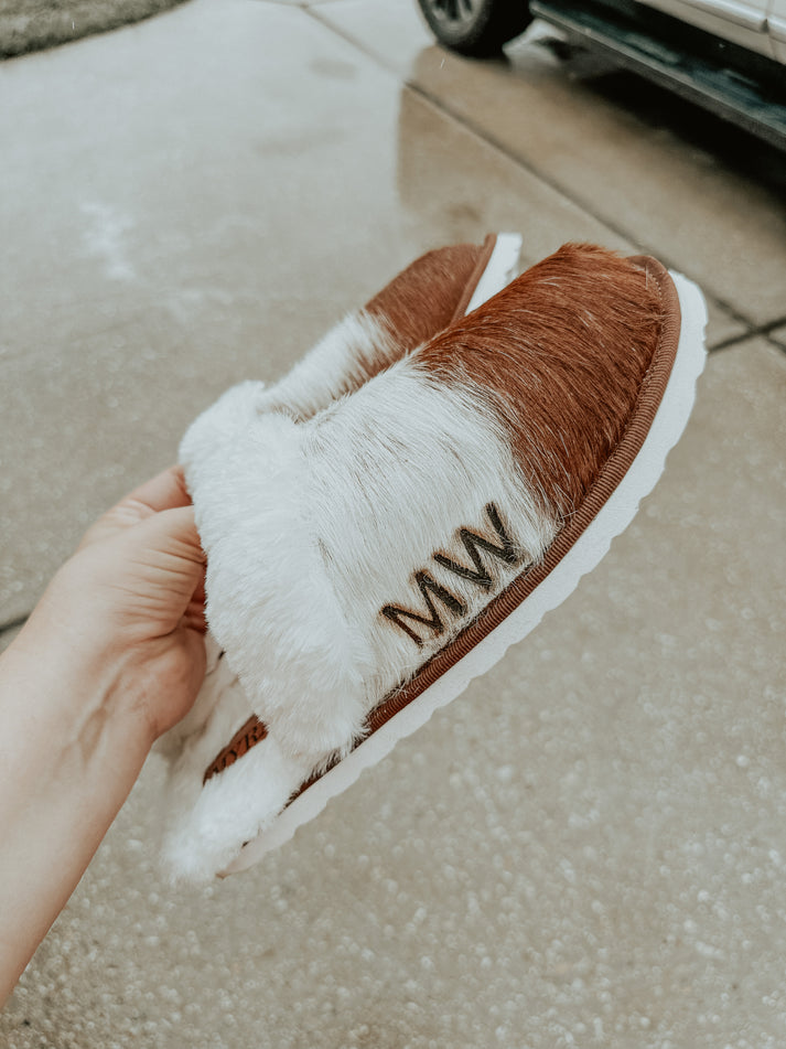 CC SLIPPERS IN CIDER BROWN MIX WHITE FLEECE
