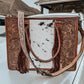 Tooled Leather Cowhide Monroe Tote Bag