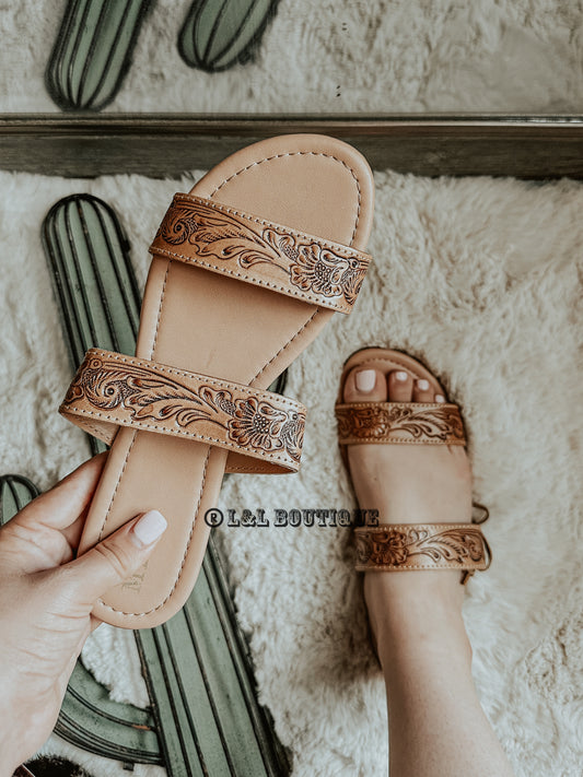 Terra Tooled Leather Sandals