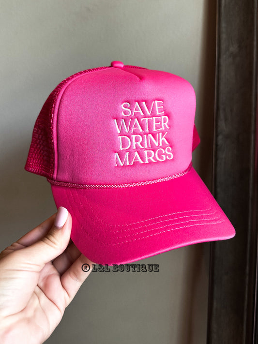 Drink Margs Trucker Hat in Fuschia