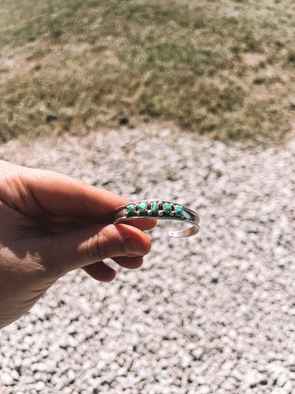 5 Stone Sterling Baby Cuff Bracelet - Turquoise